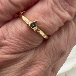 Gold Pyramid Ring with Black Stone